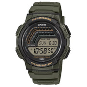 Casio WS-1800H-3AV digital tide graph moon phase watch green display
