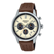 Casio Edifice EFR-575L-7ADF Beige Dial 41mm Leather Strap Men's Watch