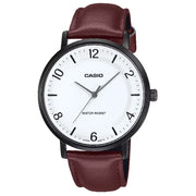 Casio Enticer Analog MTP-VT03BL-7BDF White Dial Leather Strap Men's Watch