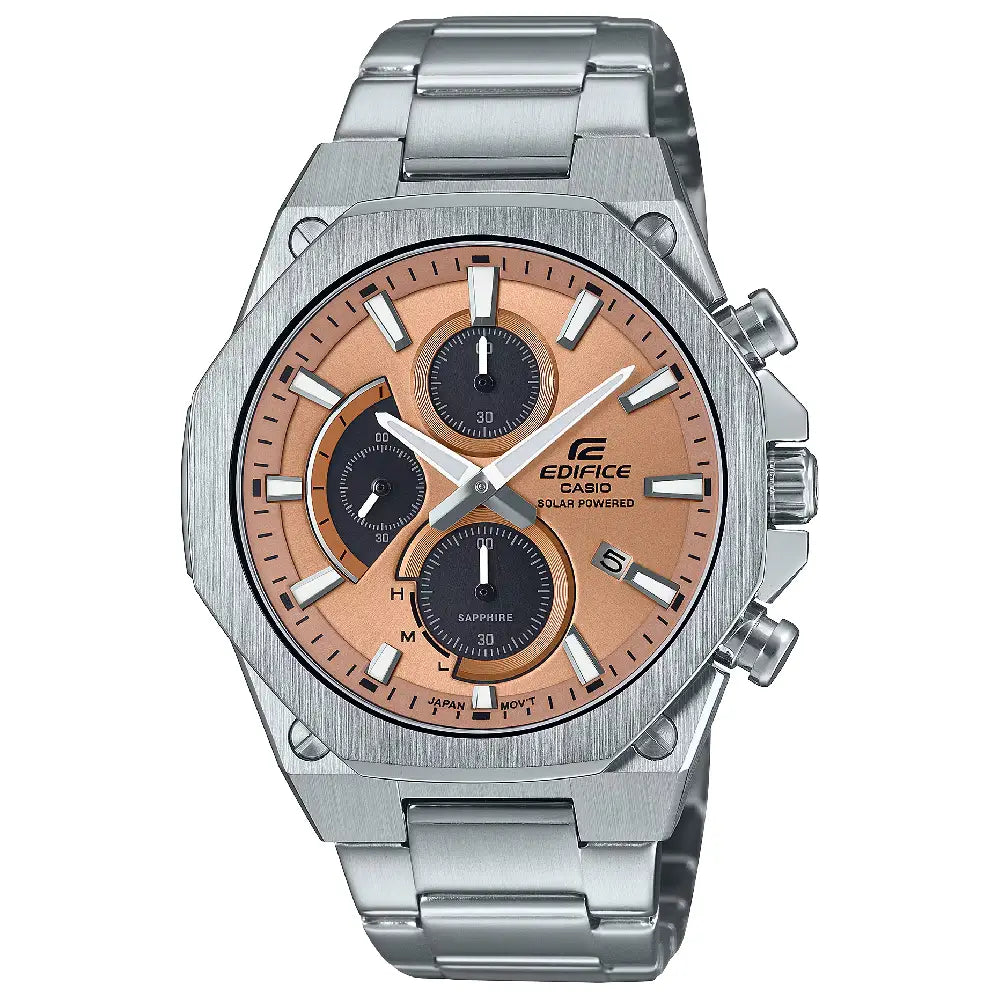 Casio Edifice EFS-S570D-5A salmon dial 44mm stainless steel men's watch