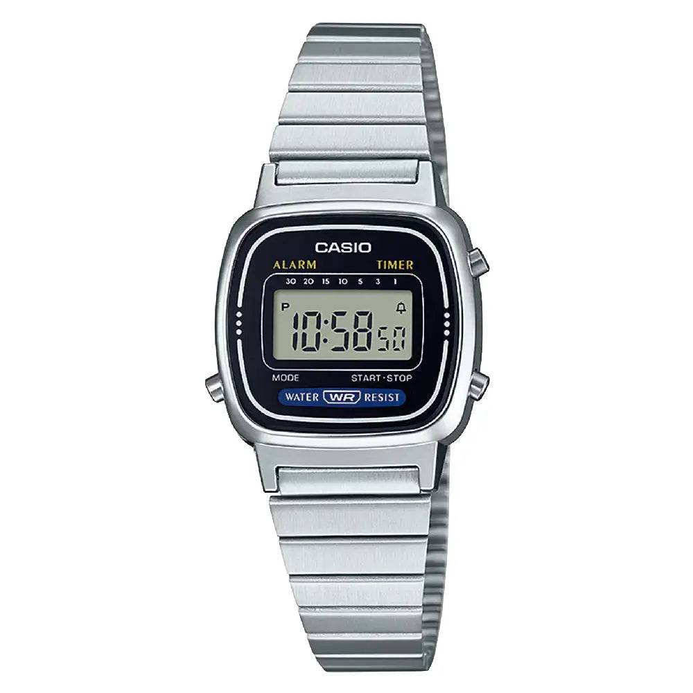 Casio Vintage Digital LA670WA-1DF Grey Dial Stainless Steel Women's Watch