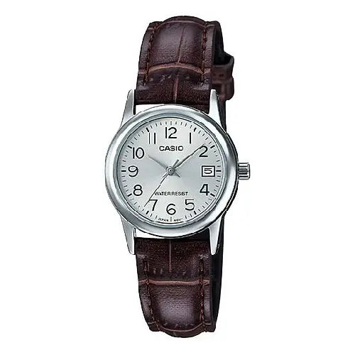 Casio Enticer Ladies Analog LTP-V002L-7B2UDF Silver Dial Leather Strap Women's Watch
