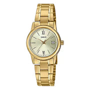 Casio Enticer Ladies Analog LTP-V002G-9B3UDF Gold Dial Stainless Steel Women's Watch