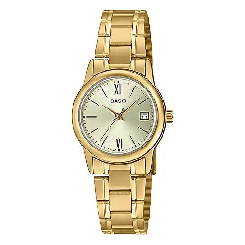 Casio Enticer Ladies Analog LTP-V002G-9B3UDF Gold Dial Stainless Steel Women's Watch