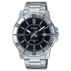 Casio Enticer MTP-VD01D-1CVUDF Date Analog Black Dial Stainless Steel Men's Watch