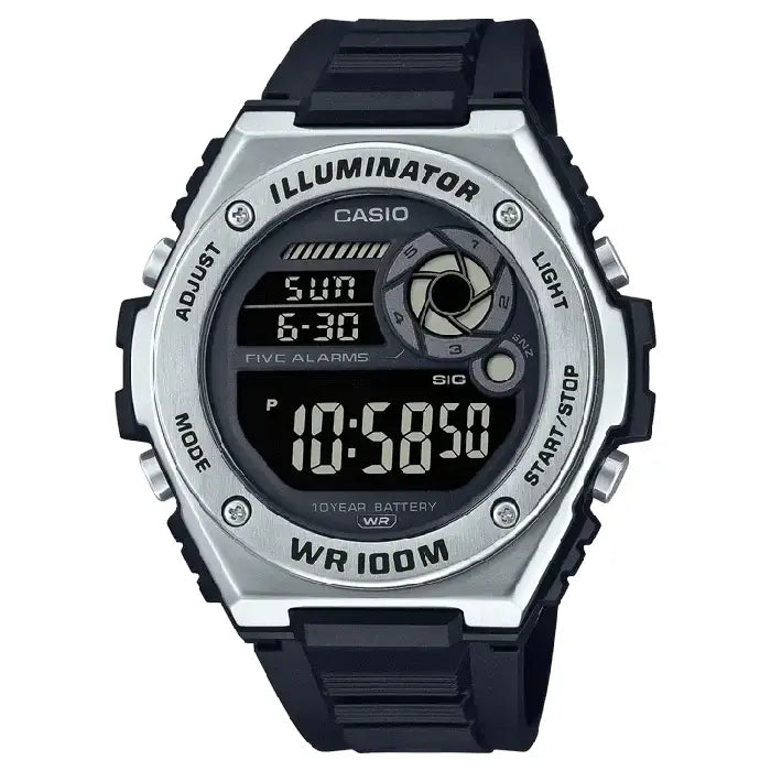 Casio Digital MWD-100H-1BVDF Black Display Dial Resin Strap Men's Watch