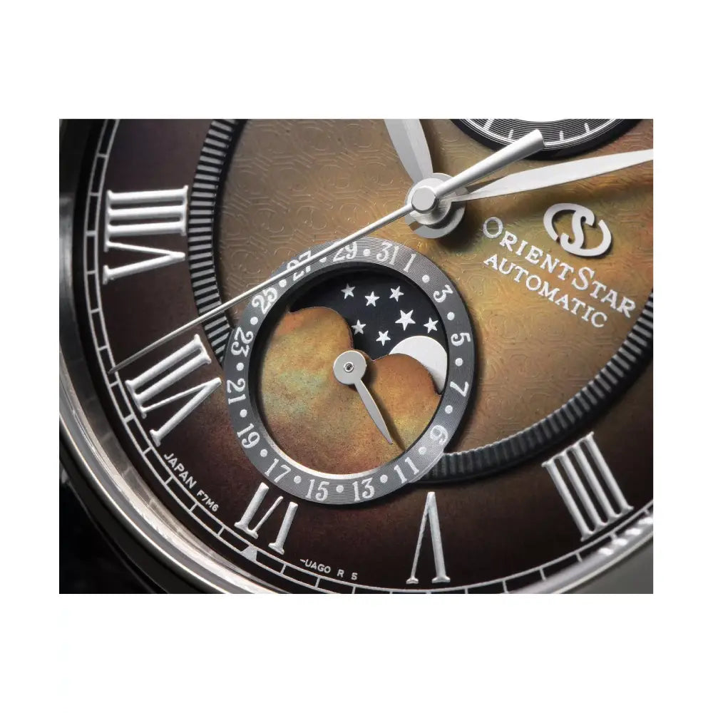 Orient Star RE-AY0121A00B Automatic Moon Phase Limited Edition (180 pieces worldwide) "Lake Tazawa" Mother-of-Pearl Dial 41mm Leather Strap Men's Watch
