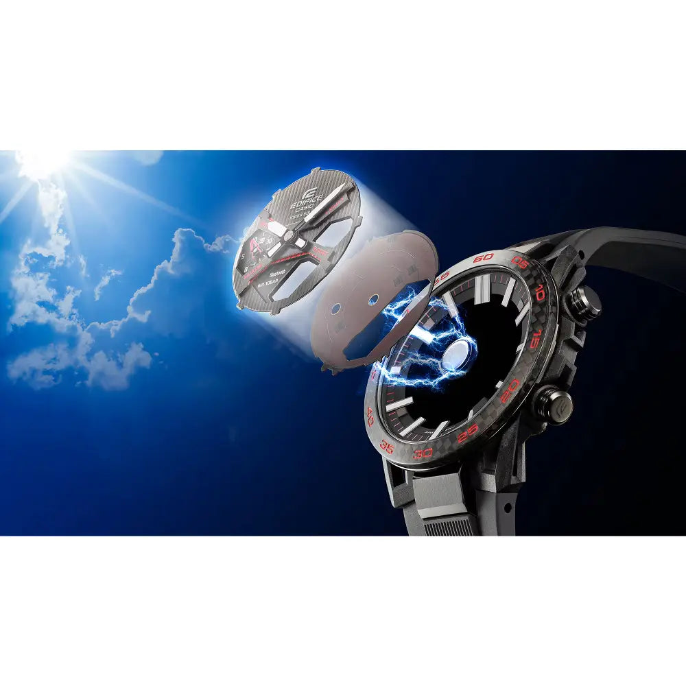 Casio Edifice ECB-2200RC-1A9 stainless steel detail men's watch