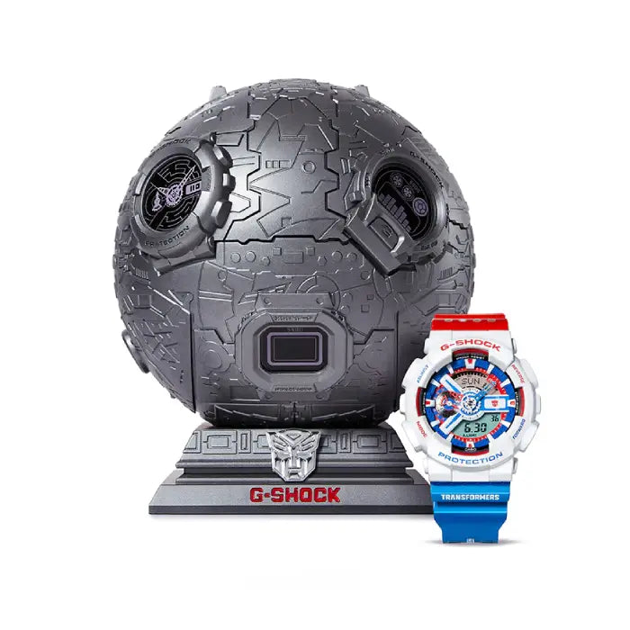 Casio GA 110OPT22 7BPFT Optimus Prime watch close-up front design