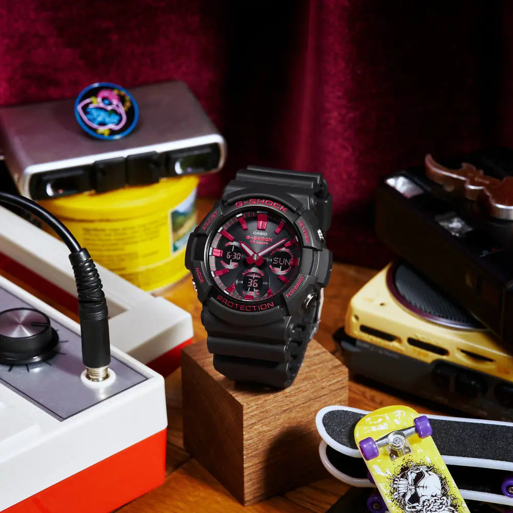 Casio G-Shock GAS-100BNR-1ADR men's watch angled side view