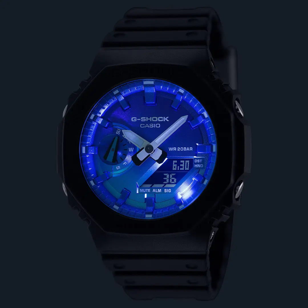 Casio G Shock GA-2100FL-1ADR Limited Edition Analog-Digital Blue Dial Resin Strap Men's Watch