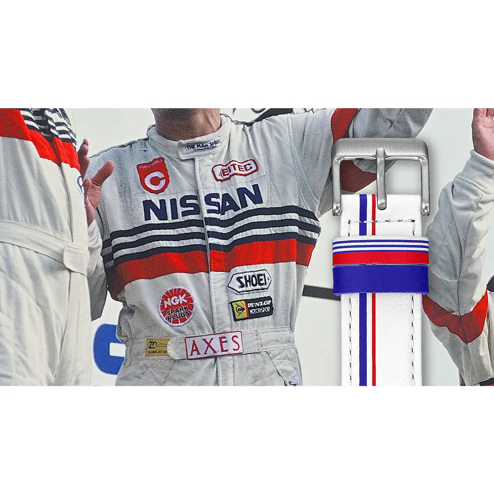 Casio Edifice Limited Edition "NISMO Heritage" ECB-S10NIS-7 Analog-Digital Solar Bluetooth White Dial 43mm Leather Strap Men's Watch