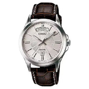 Casio Collection Analog MTP-1381L-7AVDF Silver Dial Leather Strap Men's Watch