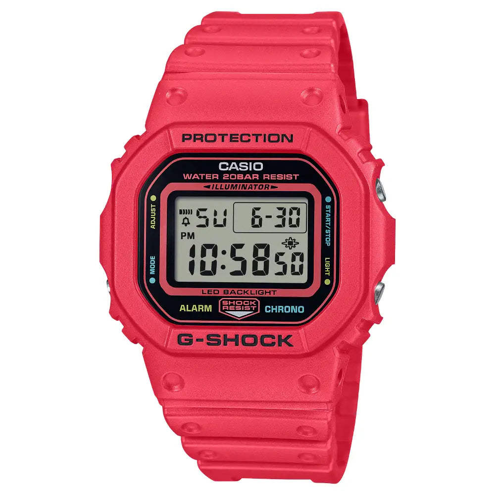 Casio G Shock DW-5600EP-4 Digital "Energy Pack" Digital Dial Red Resin Strap Men's Watch