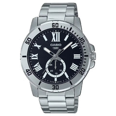 Casio Enticer MTP-VD200D-1BUDF Multi-Hand Day Date Analog Black Dial Stainless Steel Men's Watch