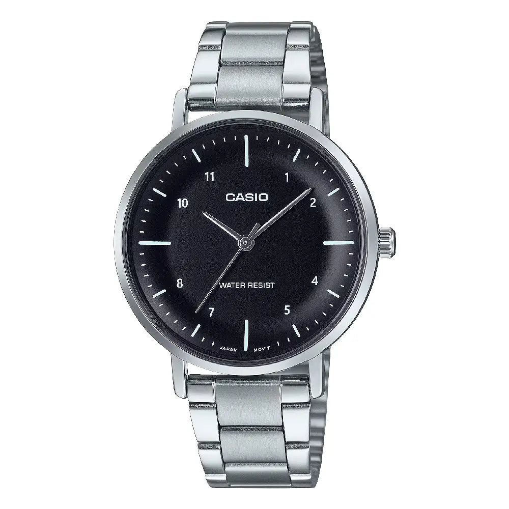 Casio Enticer Ladies Analog LTP-VT03D-1BDF Black Dial Stainless Steel Women's Watch