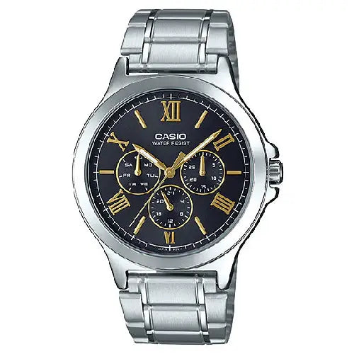 Casio Enticer MTP-V300D-1A2UDF Multi Hand Analog Black Dial Stainless Steel Men's Watch
