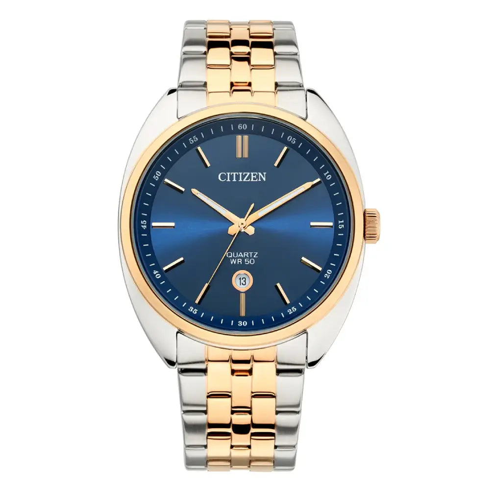 Citizen BI5096-53L Quartz Analog Two-Tone Rose Gold Blue Dial 42mm Stainless Steel Men's Watch
