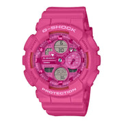 Casio GMA-S140PP-4A Punchy Pink shock resistant watch close-up
