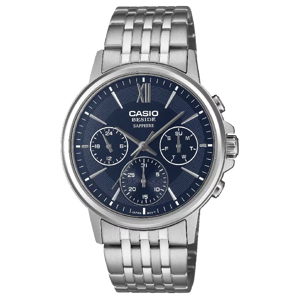 Casio Beside Sapphire Multi-Hand BMS-300D-2A Blue Dial 40.7mm Stainless Steel Men's Watch