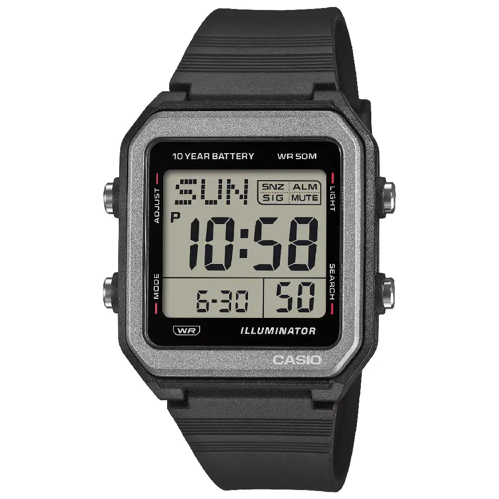 Casio Standard Digital 38.4mm W-221H-1AVDF Grey Dial Resin Strap Unisex Watch