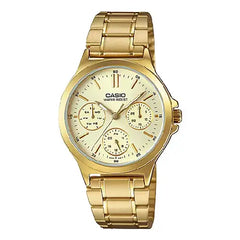 Casio Enticer Ladies LTP-V300G-9AUDF Multi-hand Analog Gold Dial Stainless Steel Women's Watch