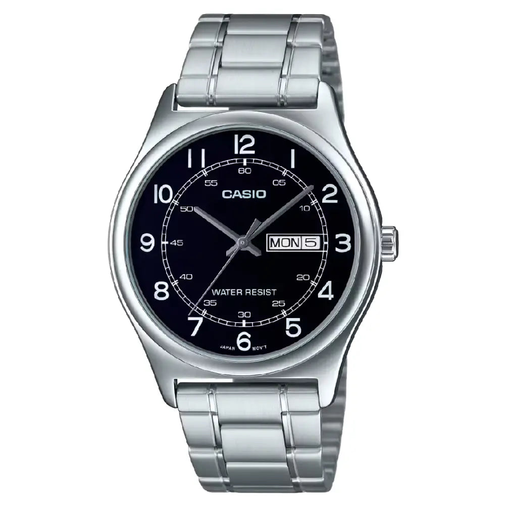 Casio Enticer MTP-V006D-1B2UDF Day Date Analog Black Dial Stainless Steel Men's Watch
