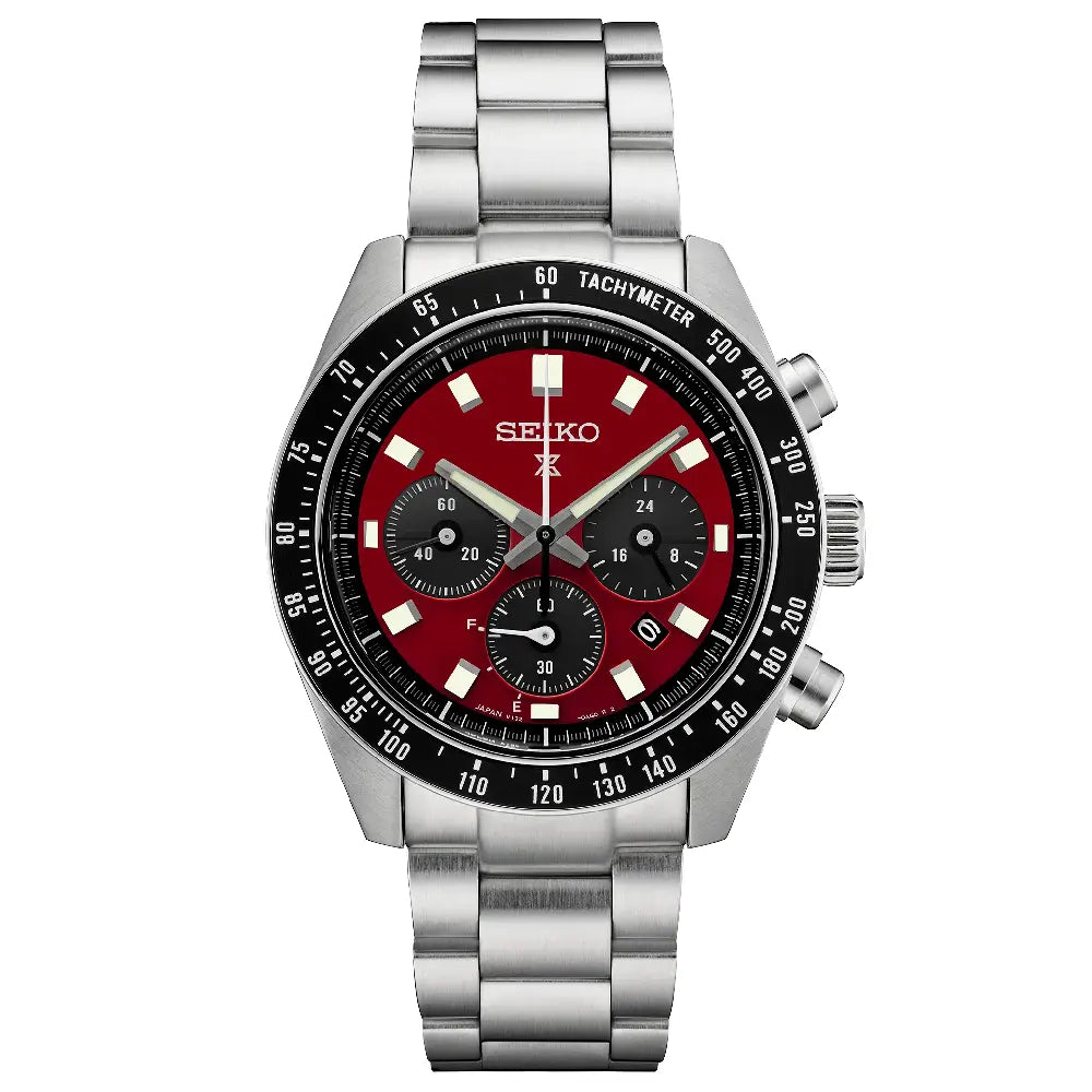 Seiko Prospex SSC927P1 Speedtimer solar chronograph red dial stainless steel men’s watch