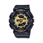 Casio Baby-G BA-110X-1A black gold women's watch front view