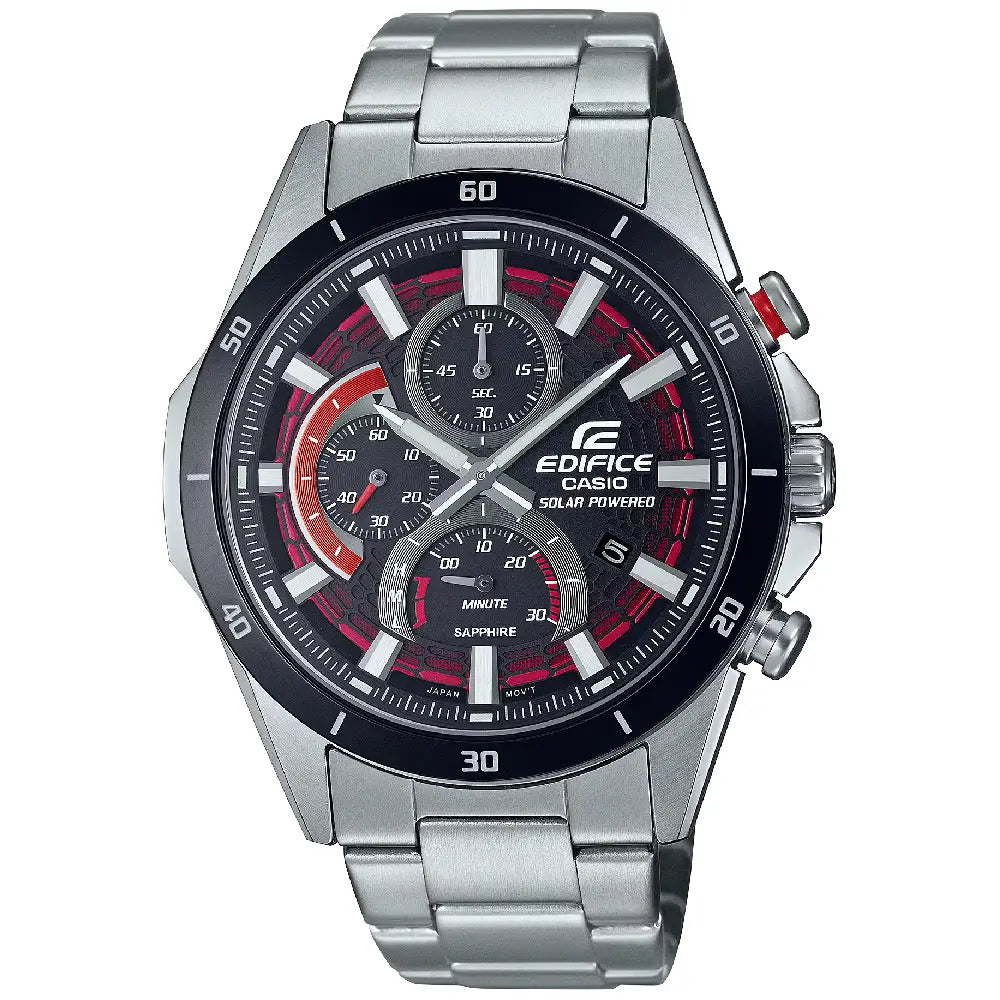 Casio Edifice Solar-Powered Chronograph EFS-S610DB-1AVUDF Black Dial 45.2mm Stainless Steel Men's Watch