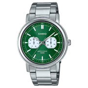 Casio Enticer MTP-E335D-3EVDF Multi-Function Analog Green Dial Stainless Steel Men's Watch