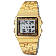 Casio Vintage Digital A500WGA-9DF World Time Gold Dial Stainless Steel Unisex Watch