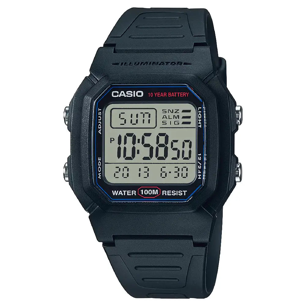 Casio Digital W-800H-1AVDF Black Display Dial Resin Strap Men's Watch