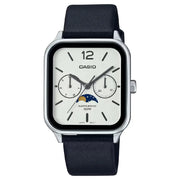Casio Enticer MTP-M305L-7AVDF Multi-Hand Moon Phase Analog White Dial Leather Strap Men's Watch