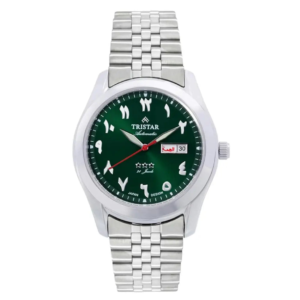 Tristar Classic Automatic BA33GMSSM03 Green Arabic Dial Stainless Steel Men's Watch