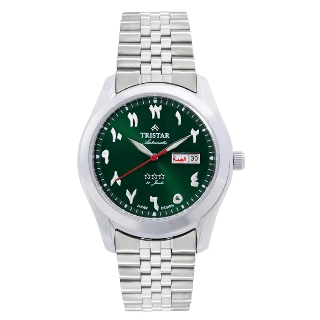 Tristar Classic Automatic BA33GMSSM03 Green Arabic Dial Stainless Steel Men's Watch