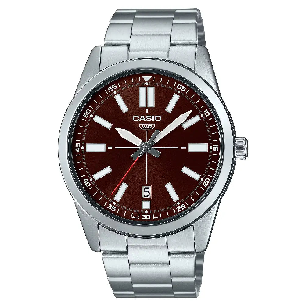 Casio Enticer MTP-VD02D-5EUDF Date Analog Brown Dial Stainless Steel Men's Watch