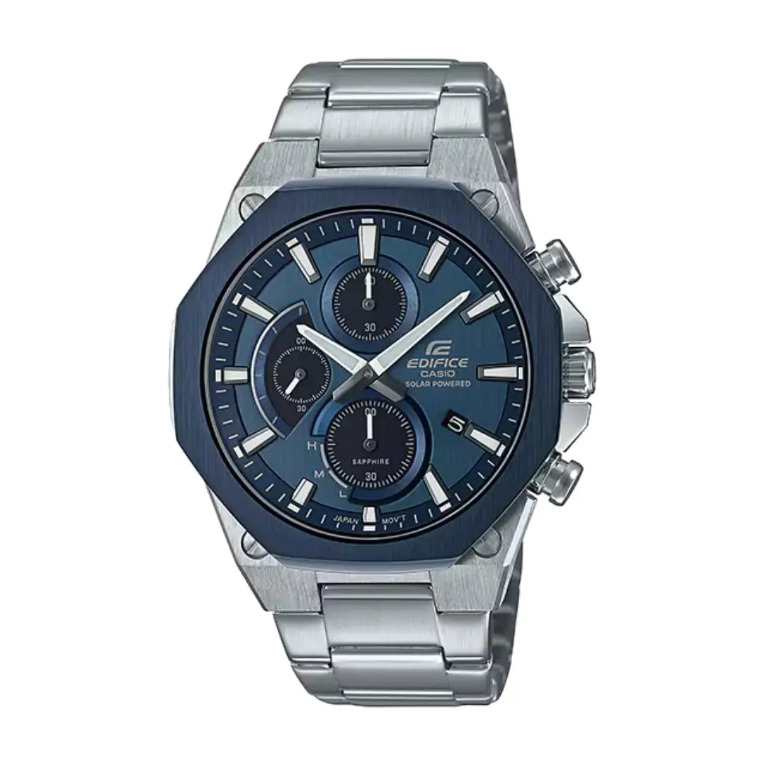 Casio  Edifice Slim Line Chronograph EFS-S570DB-2ADR Solar Powered Blue Dial Stainless Steel Men's Watch