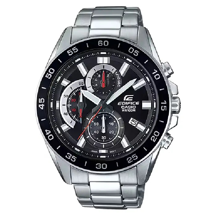 Casio Edifice EFR-550D-1AVUDF Analog Chronograph World Time Black Dial 49.2mm Stainless Steel Men's Watch