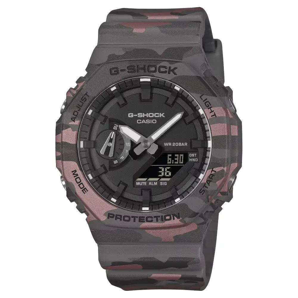 Casio G-Shock GA-2100CM-8A Urban Camo Oak mens watch front view