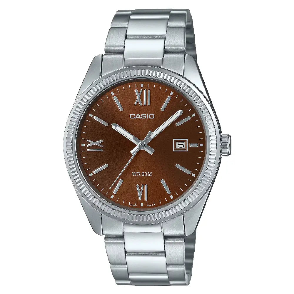 Casio Collection Analog MTP-1302DD-5AVDF Brown Dial Stainless Steel Men's Watch