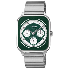 Casio Classic Analog Multi-Dial MTP-M307D-3B Green Dial Stainless Steel Men's Watch