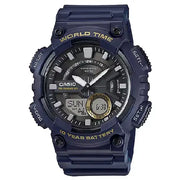 Casio Analog-Digital World Time AEQ-110W-2AVDF Black Dial Resin Strap Men's Watch