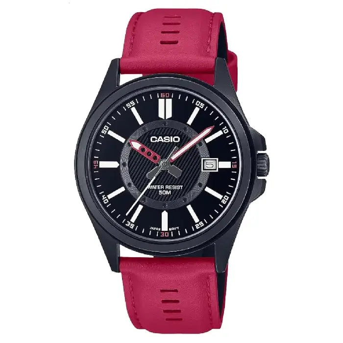 Casio Enticer MTP-E700BL-1EVDF Date Analog Black Dial Leather Strap Men's Watch