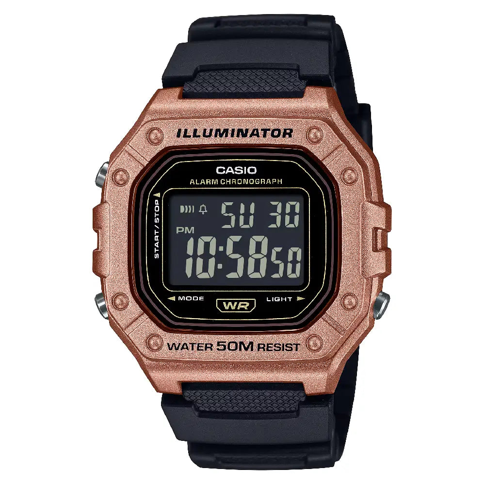 Casio Digital W-218HM-5BVDF Black Display Dial Resin Strap Men's Watch