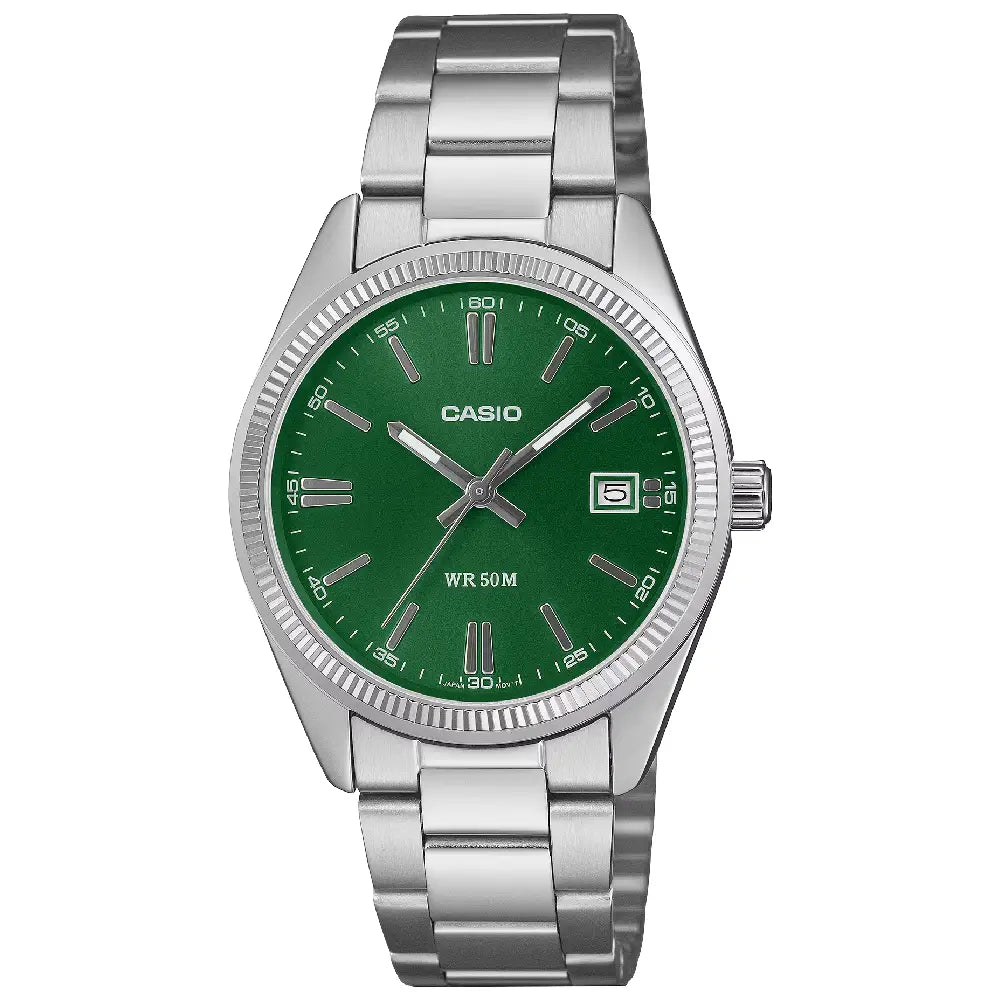 Casio Enticer Quartz Fluted 35mm UTP-1302PD-3A1VDF Green Dial Stainless Steel Unisex Watch