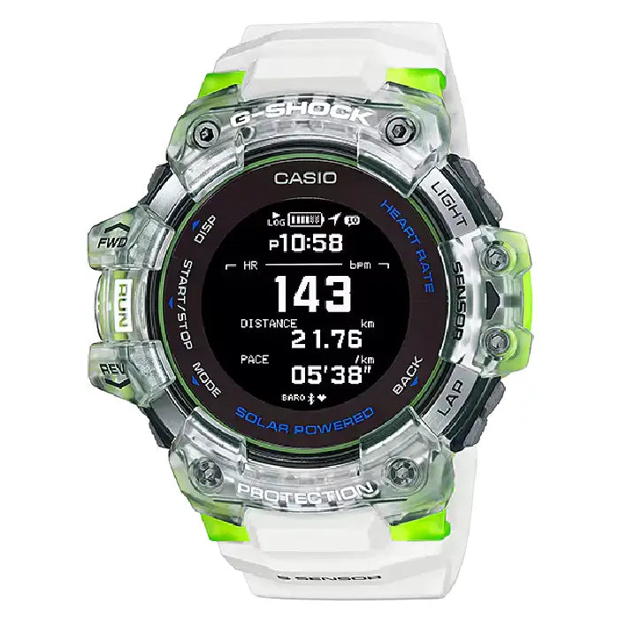 Casio G Shock G-SQUAD GBD-H1000-7A9 Digital GPS Heart Rate Monitor Solar Digital Dial White Resin Strap Men's Watch