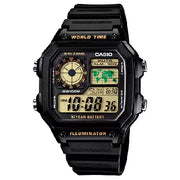Casio World Time Digital AE-1200WH-1BVDF Grey/Black Dial Digital and Analog Resin Strap Men's Watch