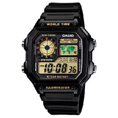 Casio World Time Digital AE-1200WH-1BVDF Grey/Black Dial Digital and Analog Resin Strap Men's Watch