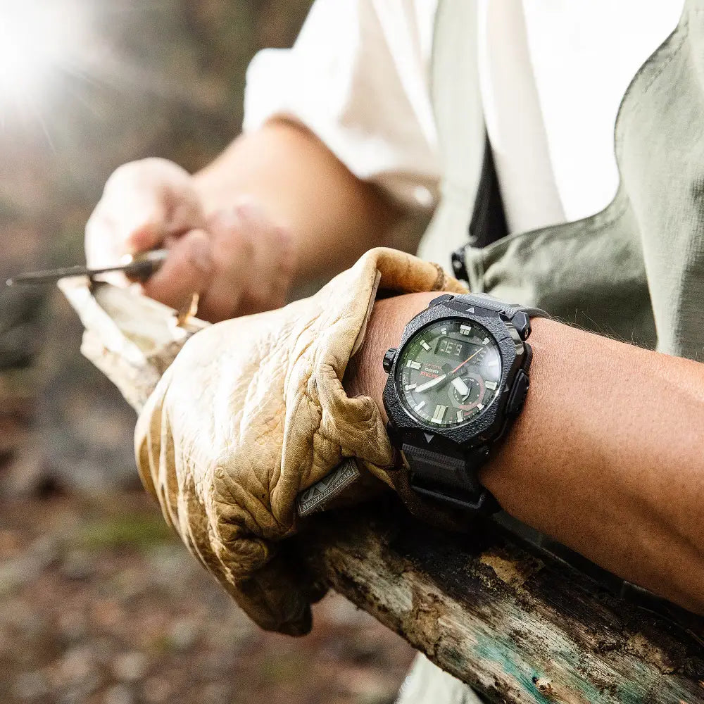 Casio Pro Trek Climber Line Bonfire PRW-6900BF-1 Black Textured Dial 44.8mm Resin Strap Men's Watch